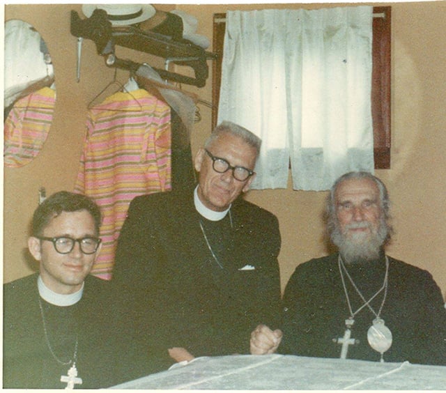 Fr. Paul Berg, Rev. E. M. Berg, and Archbishop John Garklavs