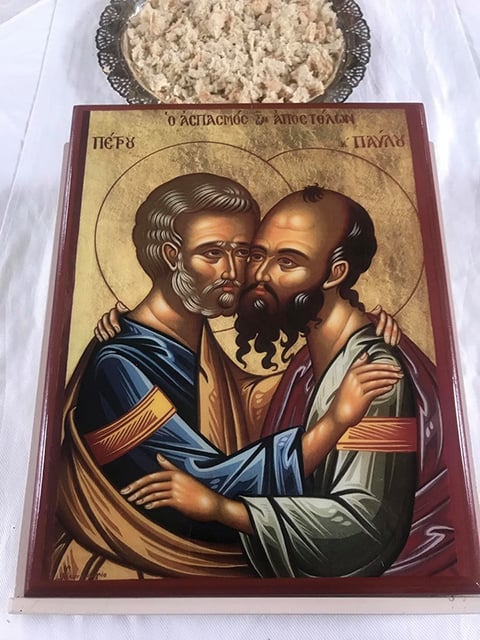 Art depicting St. Peter (left) and St. Paul (right)