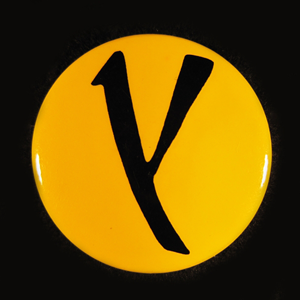 Yellow button with Lambda symbol. Yellow button with Lambda symbol.