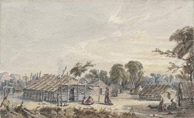 Dakota Village on the Mississippi near Fort Snelling, 1845-48