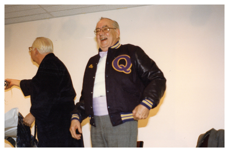 David Irwin wearing his Quatrefoil letter jacket