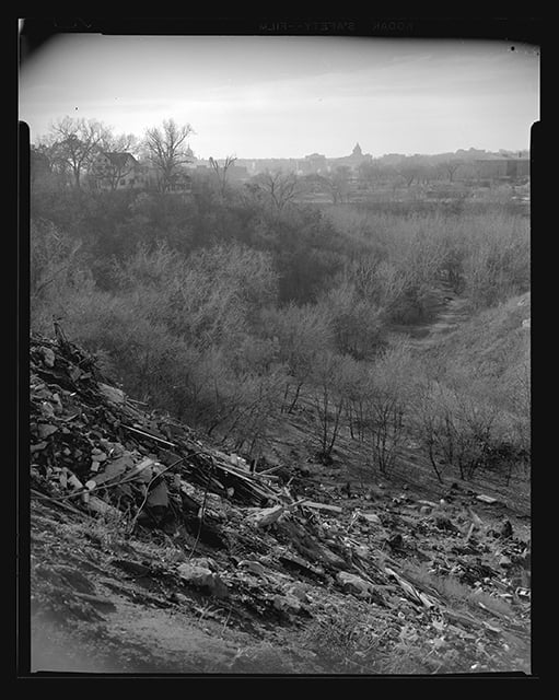 Black and white photograph of Swede Hollow, c.1969.