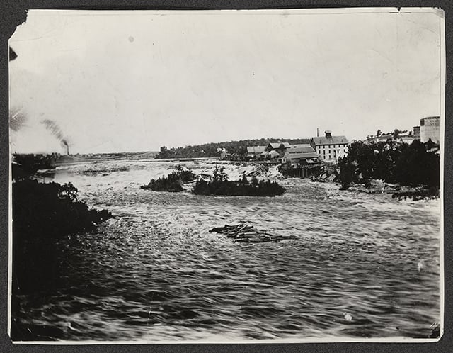 The rapids of St. Anthony in 1869 before break in tunnel