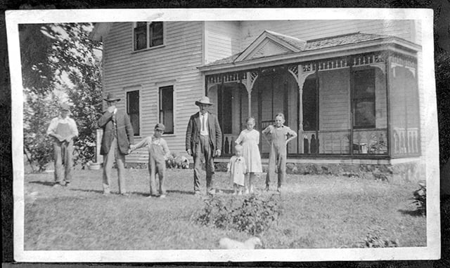Black and white photograph of the Mainquist farm house, Rockford Township, Wright County, ca. 1920.