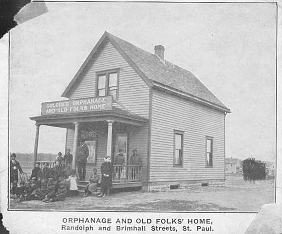Photograph of the Crispus Attucks Orphanage and Old Folks Home at its original location on East Acker Street in St. Paul, c.1905.