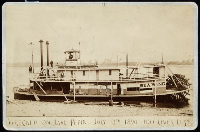 Black and white photograph of the steamer Sea Wing, c.1889.