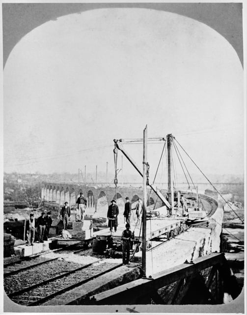 Stone Arch Bridge as it neared completion, Minneapolis