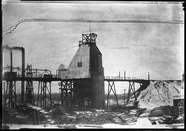 Black and white photograph of the Milford Mine, 1936.