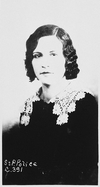 Black-and-white photograph of Evelyn "Billie" Frechette, 1934.