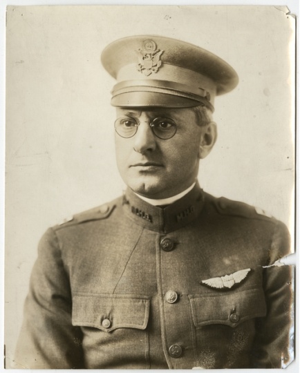 Black and white photograph of Captain John P. Ernster, c.1918. Ernster commanded the Aero Division of the Minnesota Motor Corps.
