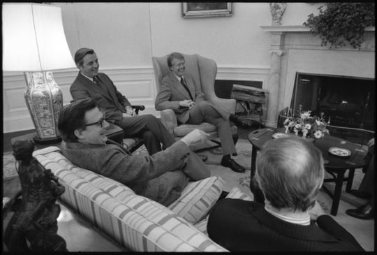Vice President Walter Mondale meets with President Jimmy Carter and White House staff