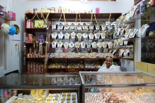 Saluma Omar in her jewelry shop inside Karmel Mall