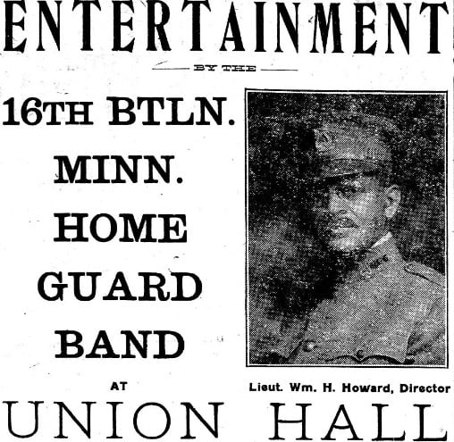 An advertisement for a concert put on by the Sixteenth Battalion Band from the St. Paul Appeal, October 25, 1919. The band was led by Lieutenant William Howard.