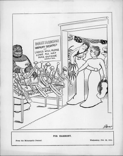 A political cartoon by Charles Bartholomew published in the Minneapolis Journal on February 28, 1912.