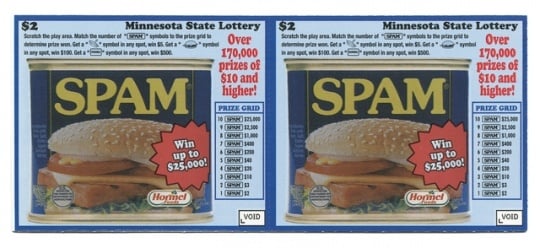 Minnesota State Lottery tickets featuring SPAM