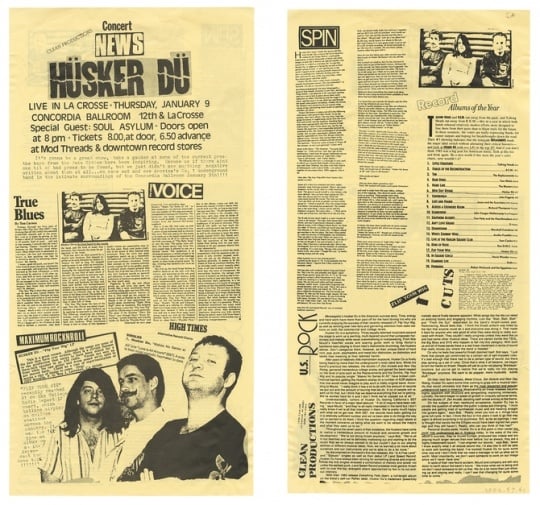 Concert News poster featuring Hüsker Dü
