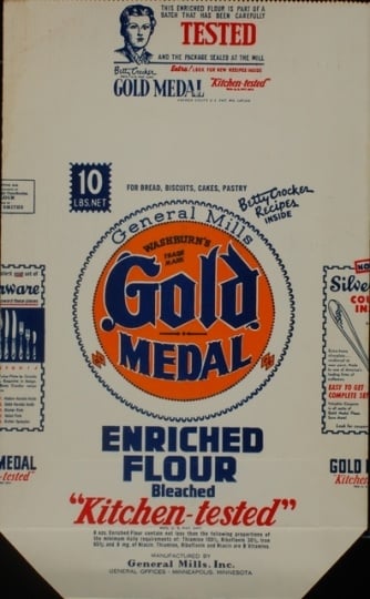 Color image of a Gold Medal Flour Bag, c.1930s.