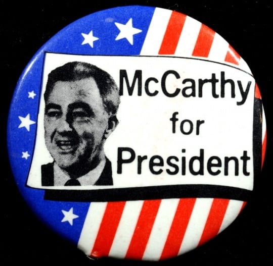 Color image of a McCarthy for President button, 1968.
