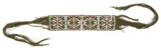Color image of Dakota band with loomed, geometric beadwork, c.1890.