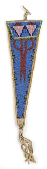 Color image of a beaded Dakota case, c.1900. From the Cheyenne Indian Reservation probably made as a tourist souvenir.