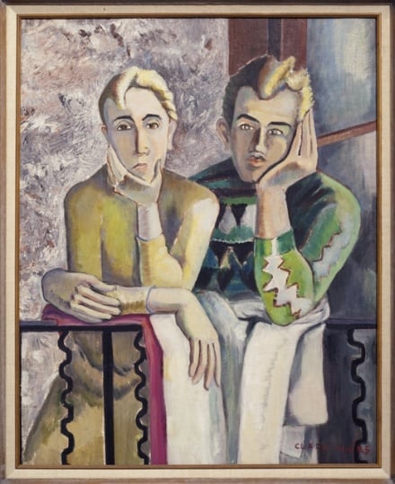 Clara and Clem, c.1930. Oil on canvas painting by Clara Mairs.