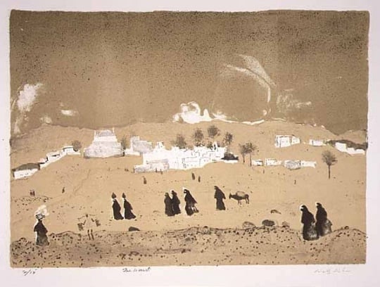 The Desert, lithograph on paper by Adolf Dehn 1967.