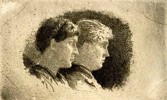 Two Figures in Profile, c.1885. Etching by Robert Koehler.