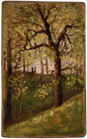 Anton Gág's Woods with Two Girls in Distance ca. 1890
