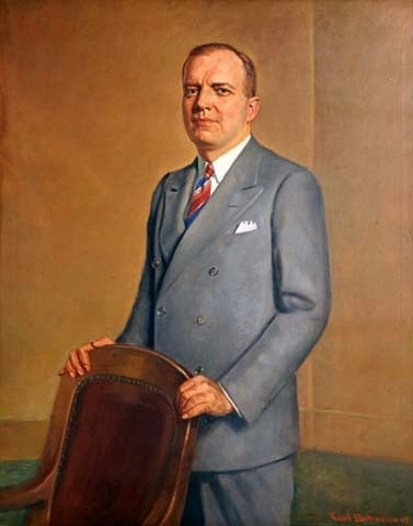 Color image of oil-on-canvas portrait of Harold Stassen. Painted by Carl A. Bohnen in 1943.