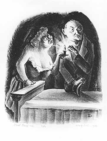 Ugly, lithograph on paper by Adolf Dehn, 1945.