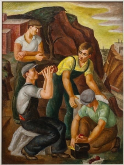 Color image of Workers, c.1934–1941. Oil on canvas by Dorothea Lau.
