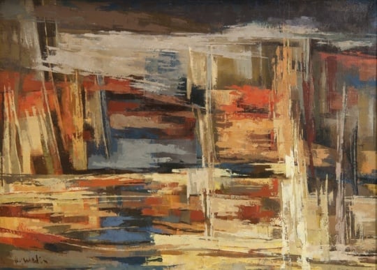 Summer Landscape, oil-on-canvas painting by Elof Wedin, 1967.