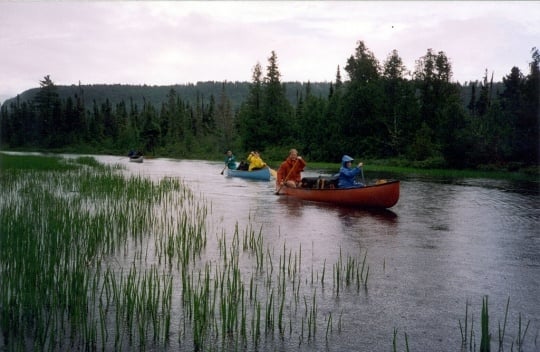 Color image of canoers in the BWCA, ca. 2006.