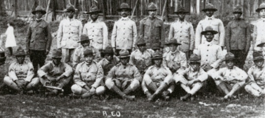 Black and white photograph of enlisted men of the Sixteenth Battalion, Minnesota Home Guard, c.1918.