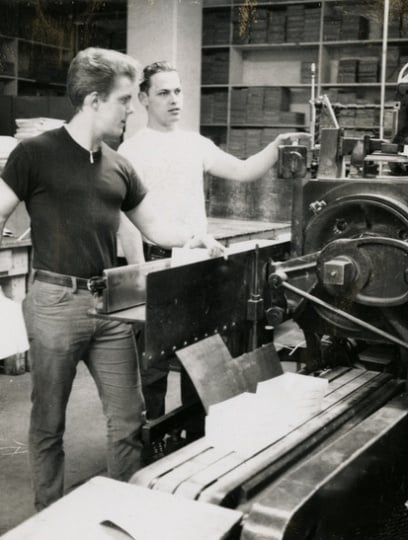 Black and white photograph of two West Publishing Company employees, c.1967.