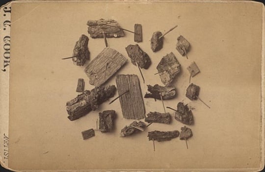 Straws driven into wood, Rochester cyclone.