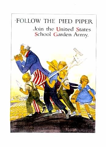 Color poster promoting school gardening programs, c.1918.