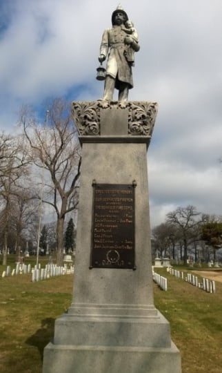 Color image of Firefighter monument, 2014.