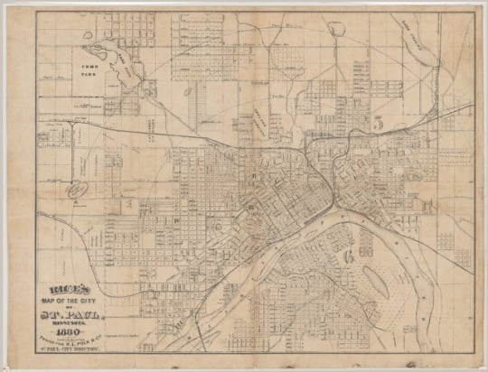 Map showing the physical size of the West Side of St. Paul (Ward 6), 1880.