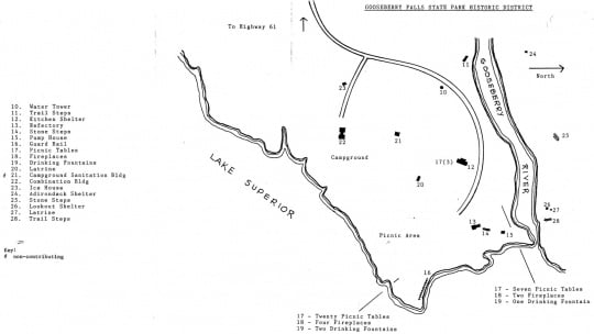 Map of Gooseberry Falls State Park Historic District