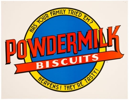 An advertisement for Powdermilk Biscuits (undated), one of A Prairie Home Companion’s many fictional sponsors.