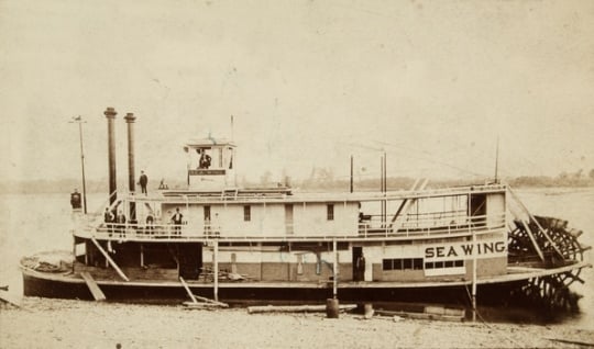 Black and white photograph of the steamer Sea Wing, c.1889.