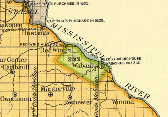 Map detail showing the location of the Lake Pepin Tract