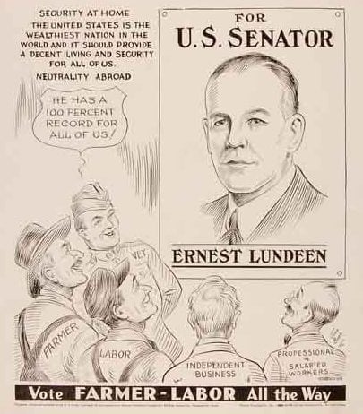 Poster titled, Vote Farmer-Labor All the Way, 1937.