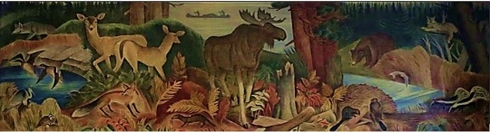 Color image of Wilderness, Elsa Jemne’s mural for the Ely Post Office, 1940.