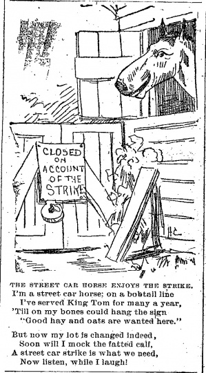 Black and white scan Closed on account of the strike. Minneapolis Journal, April 15, 1889.