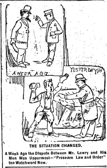 Black and white scan of The situation changed. Minneapolis Journal, April 22, 1889.