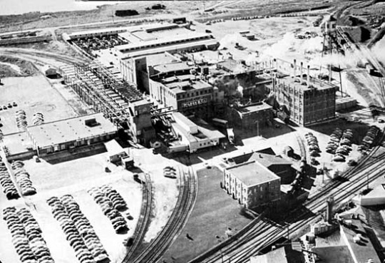 Aerial view of Wilson & Company meatpacking plant, Albert Lea, 1955.