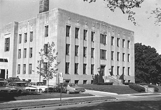 Black and white photograph of the Goodhue County Courthouse, 1972.