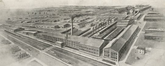 Black and white photograph of Minneapolis Threshing Machine Company Plant, Hopkins, 1908.